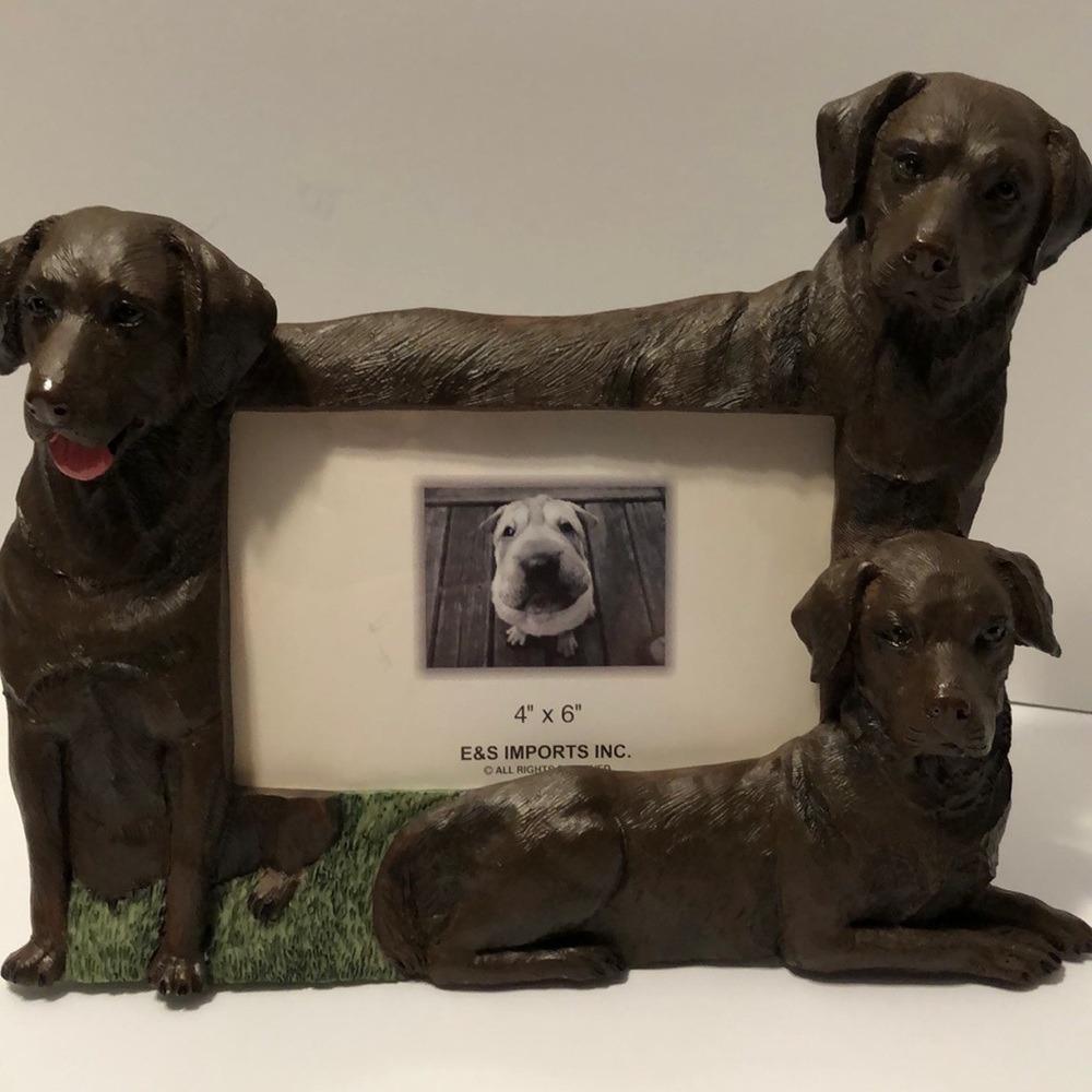 Three 3D Chocolate Labs 4” x 6” Picture Frame